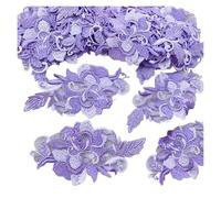 AHIOJEGX Patch à Coudre 10 pièces 13 * 7cm Fleur Violette Brillant dégradé Motif de Couture, Appliques de Dentelle for vêtements, Patchs de Broderie en Dentelle