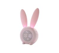 AHIOJEGX Reveil Mini réveil numérique LED de Dessin animé, Affichage électronique, contrôle du Son, Lapin Mignon, Lampe Nuit, Horloge Bureau Rechargeable pour Voyage Chambre Bureau(Pink)