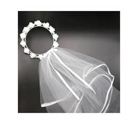 AHIOJEGX Voile De Mariée Voile de mariée for Femmes, Couronne de Cheveux à Fleurs Blanches, Bandeau de Mariage, Ruban réglable à Lacets, Accessoire de fête d'enterrement de Vie de Jeune Fille