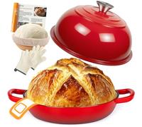 AHJ Cocotte en Fonte Émaillée, 5,7L/26cm Casserole Fonte Emaillee | Dutch Oven avec Pain Banneton,Émaillée Cocotte Pain avec Couvercle,pour Cuisine,Cuisson au Four,Mijotage et Saisissage