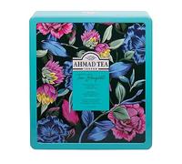 Ahmad Tea Boîte à thé motif floral, boîte bleue, 72 sachets de thé, notre assortiment de thé noir et vert le plus populaire