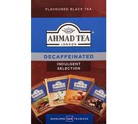 Ahmad Tea Decaffeinated Indulgent Selection | Thé décaféiné | Vanille, caramel doux, chocolat et noisette, épices à la cannelle - 20 sachets de thé