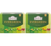 Ahmad Tea Evergreen - Assortiment de 6 thés verts - Menthe poivrée, Citron, Mangue et litchi, Framboise et grenade, Jasmin et pur vert - 60 sachets de thé arome emballés individuellement (Lot de 2)