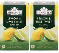 Ahmad Tea Lemon and Lime Twist Thé Noir, Citron, Boite de 20 Sachets, 40 g (Lot de 2)