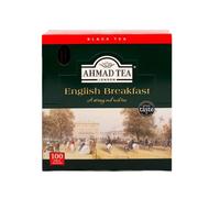 Thé noir Ahmad Tea English Breakfast - 100 sachets - Mélange classique anglais - Format boîte familiale - Thé noir robuste et aromatique