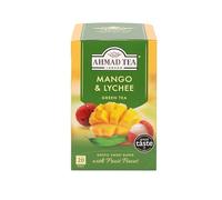 Ahmad Tea Thé vert à la mangue et litchi | Thé vert - 20 sachets de thé