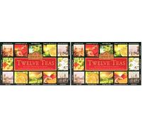 Ahmad Tea Twelve Teas - Assortiment de 12 types de thé noir et de thé vert aux saveurs différentes - 60 sachets de thé emballés individuellement, scellés avec arôme et avec ruban, 120g de thé