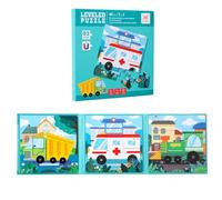 AHMistool Puzzle magnétique de véhicule pour enfants de 3, 4 et 5 ans, 36 pièces, jouets de voyage, cadeaux pour tout-petits, activités d'avion, conduite en voiture (deuxième étape, transport)