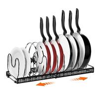 AHNR Organiseur extensible pour casseroles et poêles, plus de 10 compartiments réglables avec 10 compartiments réglables (noir)