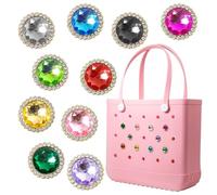 AHOKEL Lot de 10 breloques scintillantes pour sac Bogg - Accessoires de bijoux de luxe - Breloques de sac à main en caoutchouc pour femme - Décoration d'anniversaire, One Size, Polychlorure de vinyle
