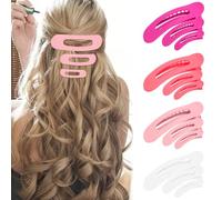 AHONEY Lot de 12 grandes pinces à cheveux plates à bec de canard pour cheveux fins et épais 3 tailles - Accessoires de coiffure pour femmes et filles (rose)