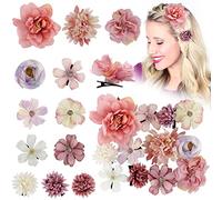Ahoney Lot de 12 pinces à cheveux en forme de fleurs artificielles pour femmes et filles, pinces crocodiles artificielles en mousseline de soie, accessoires à cheveux pour fête de plage, mariage