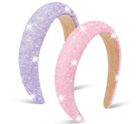 AHONEY Lot de 2 bandeaux rembourrés avec strass pour femmes et filles, pour bal de fin d'année, mariage, anniversaire, rose et violet