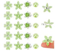 Ahoney Lot de 20 mini pinces à cheveux en forme de fleur verte avec strass - Jolies épingles à cheveux décoratives pour barrettes à cheveux - Accessoires de cheveux pour filles et femmes (vert)