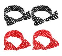 AHONEY Lot de 4 bandeaux avec nœud rouge et noir pour femme, bandeau rétro années 50, accessoires pour cheveux de Noël (noir et rouge)