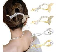 Ahoney Lot de 4 pinces à cheveux françaises en forme de queue de poisson torsadées pour cheveux en métal - Pinces à cheveux dorées - Barrettes à cheveux plates pour femme - Antidérapantes