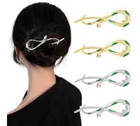 Ahoney Lot de 4 pinces à cheveux françaises en forme de serpent, épingles à cheveux torsadées en métal, pinces à cheveux banane, bijoux en strass, barrettes à cheveux antidérapantes pour femme