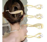 Ahoney Lot de 4 pinces à cheveux françaises torsadées en métal doré et argenté pour femme