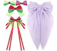 AHONEY Lot de 5 nœuds à cheveux en satin pour filles, filles, femmes, décorations de fête d'anniversaire, cadeaux (sirène)
