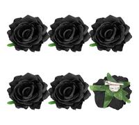 Ahoney Lot de 6 pinces à cheveux en forme de fleur noire pour femmes et filles, accessoires pour cheveux noirs, pinces crocodiles florales, épingles à cheveux pour Halloween, bal, fête gothique (noir)