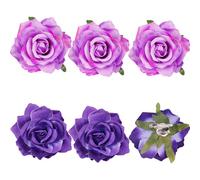 Ahoney Lot de 6 pinces à cheveux violettes pour femmes et filles, accessoires violets pour femmes, fleurs crocodiles florales, épingles à cheveux pour Halloween, bal de fin d'année, gothique (violet)