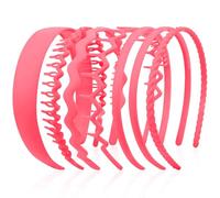 AHONEY Lot de 7 bandeaux antidérapants pour filles et femmes avec dents - Accessoires de cheveux pour filles et filles (rouge pastèque)