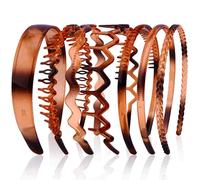 AHONEY Lot de 7 bandeaux marron en plastique avec dents antidérapantes pour femme et homme - Accessoires de cheveux pour femme - Peigne diadémiques Para Mujer (ambre)