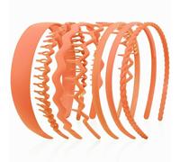 AHONEY Lot de 7 bandeaux orange pour femmes et filles avec dents antidérapantes pour femmes, accessoires de cheveux, peigne pour diademas para mujer (orange)