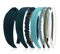 AHONEY Lot de 7 bandeaux verts pour femme - Bandeaux de Noël tendance et antidérapants - Accessoires pour cheveux mignons - Multi-style
