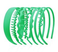 AHONEY Lot de 7 bandeaux verts pour femmes et filles avec dents antidérapantes pour femmes, accessoires de cheveux, peigne pour diademas para mujer