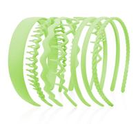 AHONEY Lot de 7 bandeaux verts pour femmes et filles avec dents antidérapantes pour femmes, accessoires de cheveux, peigne pour diademas para mujer (vert clair)