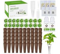 Ahopegarden Kit de 132 capsules hydroponiques : compatible avec les kits d'herbes AeroGarden avec 50 éponges de culture, 50 capsules étiquettes, 12 paniers de culture et dôme, 8 engrais pour plantes A