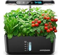 Ahopegarden Système de culture hydroponique pour jardin d'herbes aromatiques : kit de jardin d'intérieur avec lampe de croissance LED et affichage intelligent de la température et de l'humidité - Kit