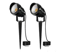AHOTSUK 2PCS Éclairage Extérieur à Piquer COB 10W 12V IP66 Étanche Orientable Projecteur Spot Led Lampe de Jardin Éclairage pour Chemins Plantes Balcon Terrasse Hôtel Pelouse LED Lumière Blanc Chaud