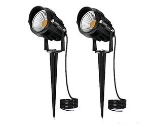 AHOTSUK 2PCS Éclairage Extérieur à Piquer COB 10W 12V IP66 Étanche Orientable Projecteur Spot Led Lampe de Jardin Éclairage pour Chemins Plantes Balcon Terrasse Hôtel Pelouse LED Lumière Blanc Chaud