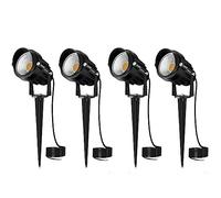AHOTSUK 4PCS Éclairage Extérieur à Piquer COB 10W 12V IP66 Étanche Orientable Projecteur Spot Led Lampe de Jardin Éclairage pour Chemins Plantes Balcon Terrasse Hôtel Pelouse LED Lumière Blanc Chaud