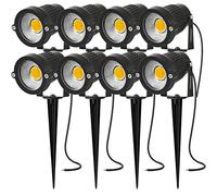 AHOTSUK Spot LED Extérieur avec Piquet COB 5W IP66 Étanche Orientable Projecteur Spot Led Lampe de Jardin Éclairage pour Chemins Balcon Terrasse Hôtel Pelouse LED Lumière Blanc Chaud 12V 24V