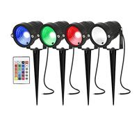 AHOTSUK Spot LED Extérieur avec Piquet RGB, Spot Projecteur LED Jardin Exterieur Piquet 12V Spot Exterieur avec Piquet de Terre 16 Couleurs 4 Modes Éclairage de Jardin avec Télécommande IP66 Étanche