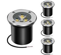 AHOTSUK Spot led extérieur encastrable 4 PACK 3W IP65 Spot Encastrable Led Terrasse Rond 300 Lumen Lampe d'éclairage de jardin extérieur, pour Jardin Chemin Cour Garage(blanc chaud)