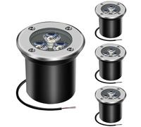 AHOTSUK Spot led extérieur encastrable 4 PACK 3W IP67 Rond 300 Lumen Lampe d'éclairage pour Jardin Terrasse Chemin Cour Garage