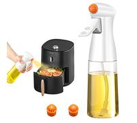 AHOUGER Pulvérisateur d'huile en verre de 210 ml avec 3 buses, design de brume ultra fin, parfait pour les friteuses à air chaud, les grillades, la pâtisserie, les salades, blanc