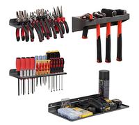 AHOWPD Lot de 4 organiseurs de tournevis, pinces en métal, porte-marteaux, tournevis, outils à main et support de rangement mural pour garage, atelier, établi