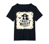 Ahoy, Matey! Pirate Femme Sea Adventure Buccaneer T-Shirt, Femme Grandes Tailles, Noir, 3X