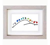 AHQCBWG Art en verre de mer, oiseaux arc-en-ciel sur branche, décoration en verre de mer, art mural en verre, oiseaux en verre, décoration murale de plage, pendaison de crémaillère, cadeaux