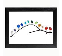 AHQCBWG Art en verre de mer, oiseaux arc-en-ciel sur branche, décoration en verre de mer, art mural en verre, oiseaux en verre, décoration murale de plage, pendaison de crémaillère, cadeaux