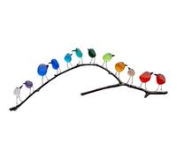 AHQCBWG Art en verre de mer, oiseaux arc-en-ciel sur branche, décoration en verre de mer, art mural en verre, oiseaux en verre, décoration murale de plage, pendaison de crémaillère, cadeaux