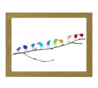 AHQCBWG Art en verre de mer, oiseaux arc-en-ciel sur branche, décoration en verre de mer, art mural en verre, oiseaux en verre, décoration murale de plage, pendaison de crémaillère, cadeaux