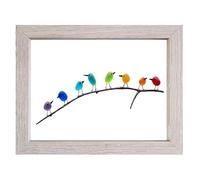 AHQCBWG Art en verre de mer, oiseaux arc-en-ciel sur branche, décoration en verre de mer, art mural en verre, oiseaux en verre, décoration murale de plage, pendaison de crémaillère, cadeaux