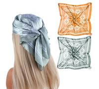 AHQiZFX Lot de 2 bandanas pour femme, 70 x 70 cm, grandes écharpes carrées pour femme, foulard en soie, foulard en satin, foulard imprimé carré, foulard pour cheveux pour fille, Couleur : B, 70 x 70