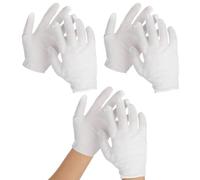 AHQiZFX Lot de 3 paires de gants en coton blanc pour mains sèches, hydratants, eczéma cosmétique, spa pour les mains et inspection des bijoux, gants en tissu respirant extensible et lavable - L